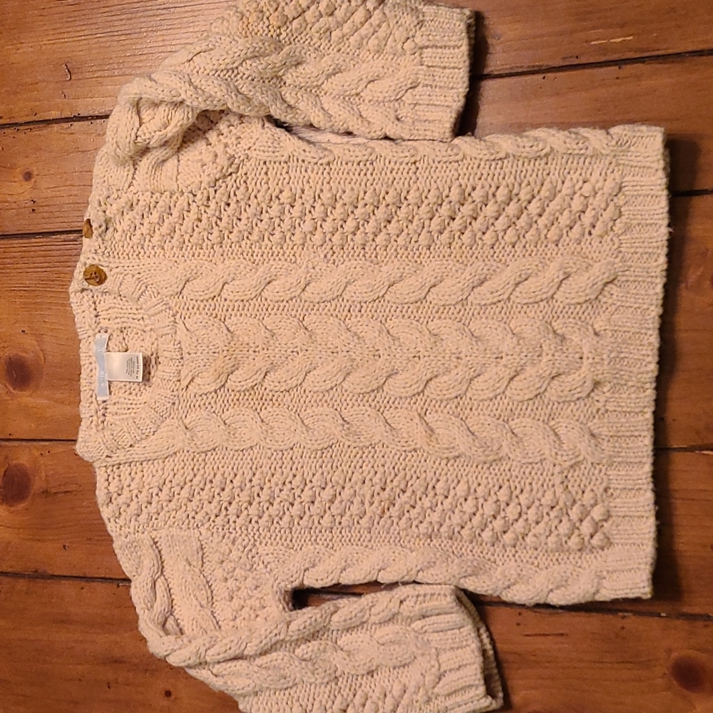 Wool blend Janie and Jack Cable Knit Button Collar Sweater